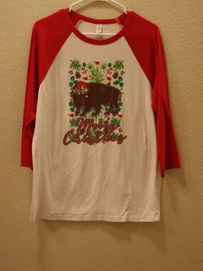 Kids Red & White Christmas Buffalo Raglan Tee - Merry Christmas